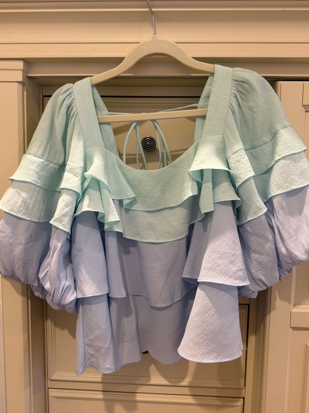 Light Blue & Mint Ruffle Women's Top